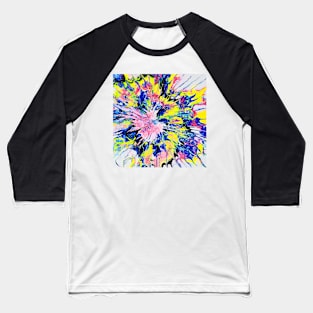 Pink Blue Yellow Flower Blast Baseball T-Shirt